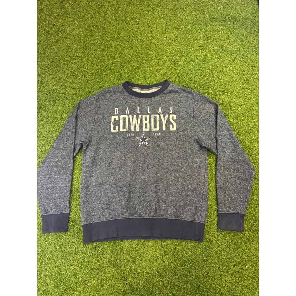 Dallas Cowboys Authentic Crewneck Sweatshirt Navy Blue Heathered Mens L RN122757